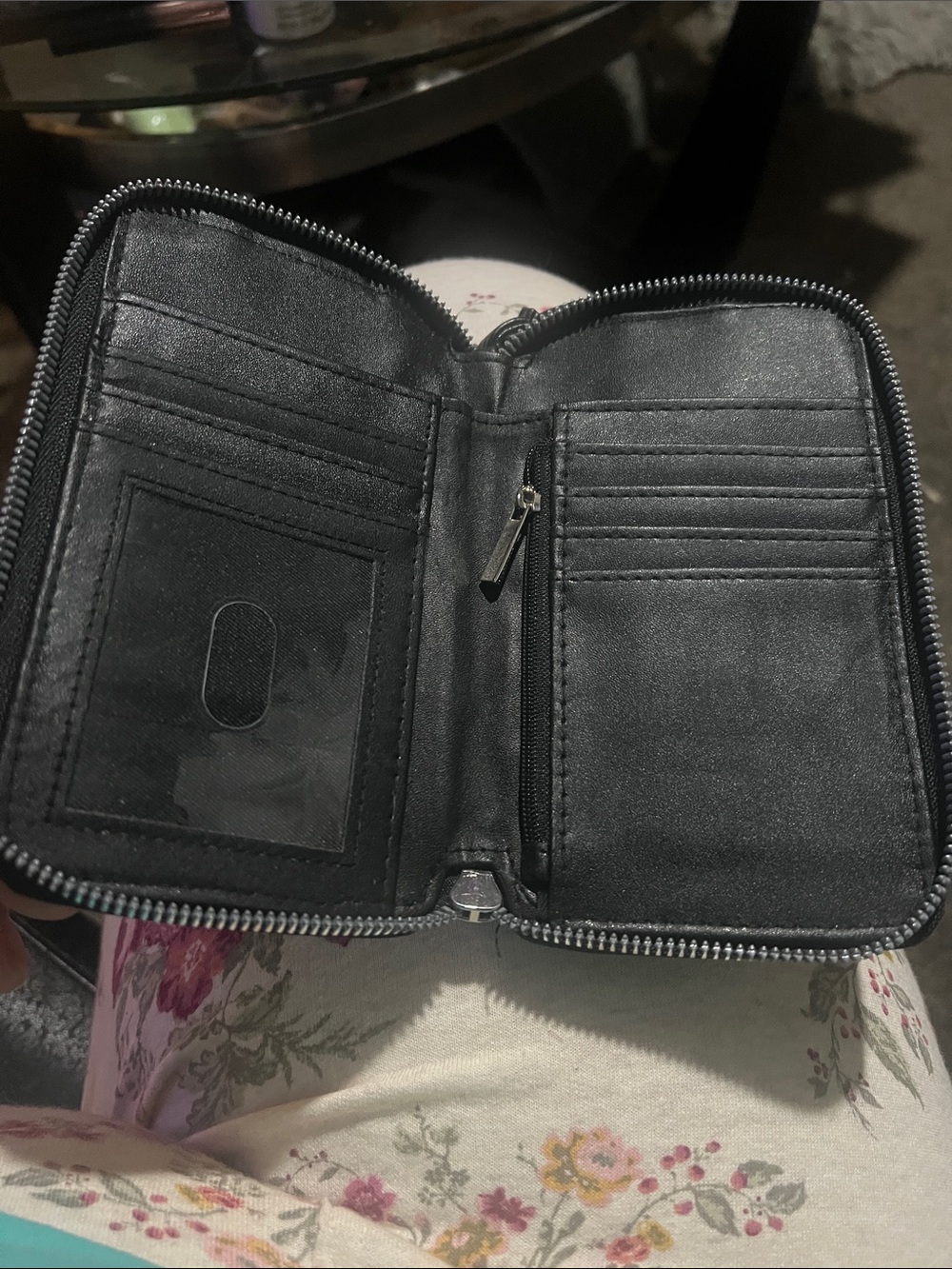 Woman's Black Wallet - Compact Card & ID Organizer Wristlet with Crossbody belt